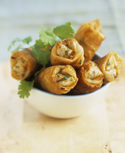 Gluten-free Spring rolls with vegetable filling and coriander