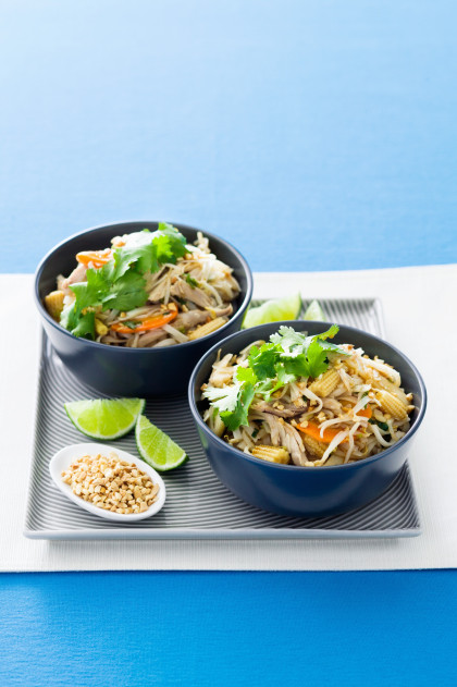 Asian chicken salad with rice noodles