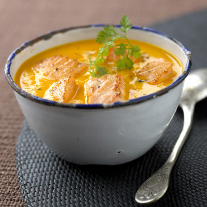 Carrot and salmon soup
