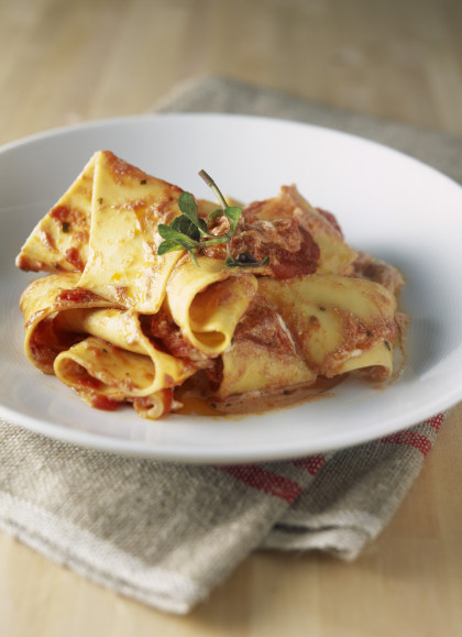 Papardelle with tomato sauce