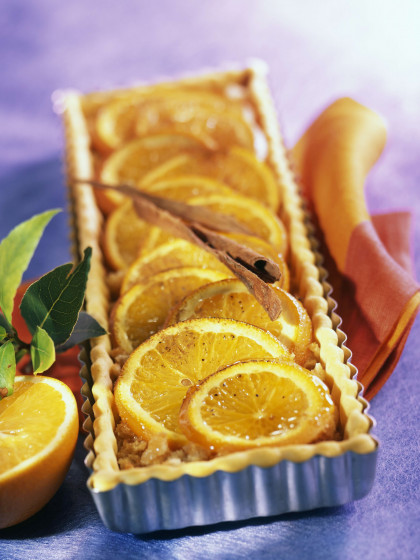 Orange and cinnamon treacle tart