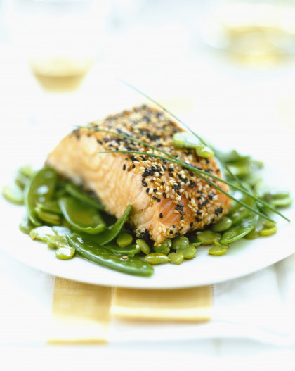 Salmon Steaks with sesame and poppy Seeds