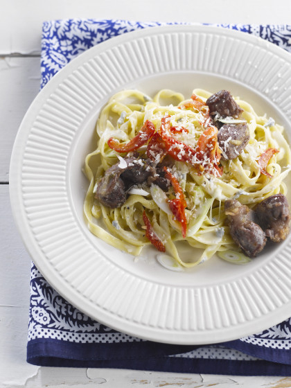 Chicken Liver Tagliatelle with Blue Cheese Sauce