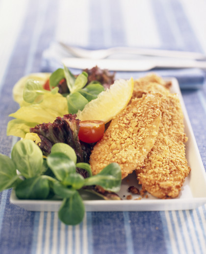 Breaded Chicken Breast with Salad