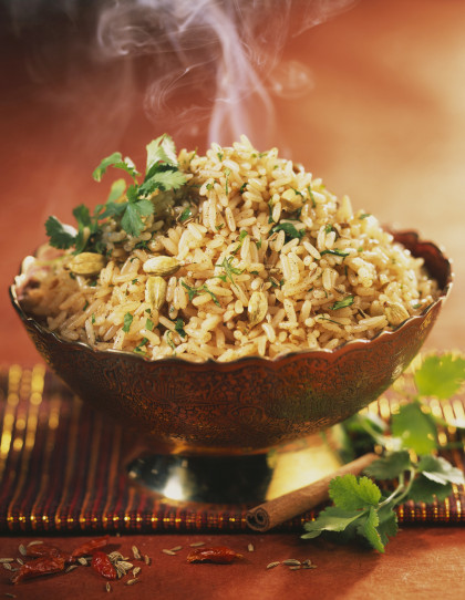 Indian-style rice with coriander and cinnamon