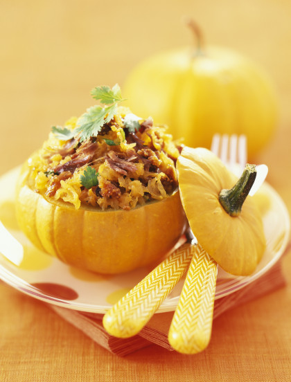 Stuffed Baby Pumpkins with Duck Confit