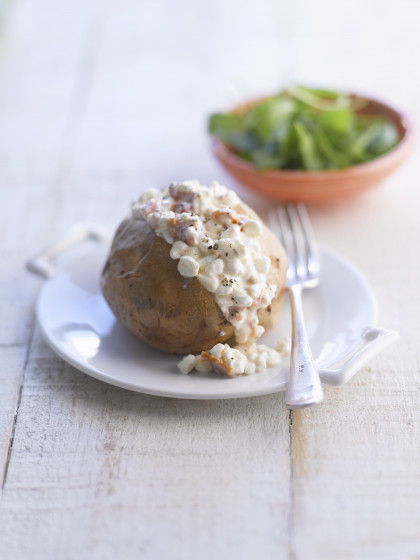 Gluten-free Jacket Potato with Cottage Cheese, Carrot and Salad