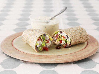 Vegan Wholemeal Wrap filled with Mixed Peppers and Dairy-free Dressing