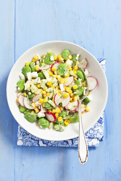 Dairy-free Colourful Bean Salad with Sweetcorn and Radish