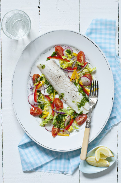 Dairy-free Steamed Cod Fillet with Salad