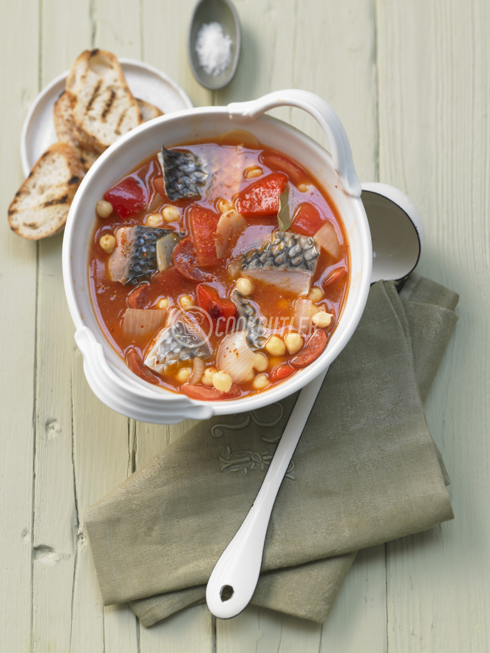 Portuguese chickpea stew with grey mullet and chorizo | preview