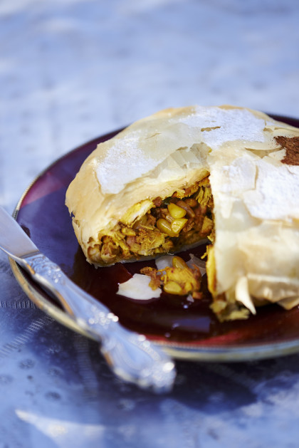 Gluten-free Pastilla with guinea fowl and pine nuts
