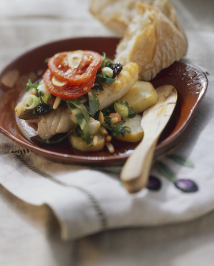 Majorcan-style fish with chard and pine nuts