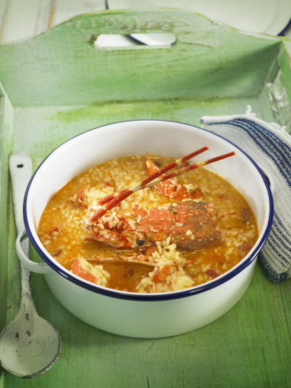 Arroz Caldoso (Spanish rice soup with seafood)