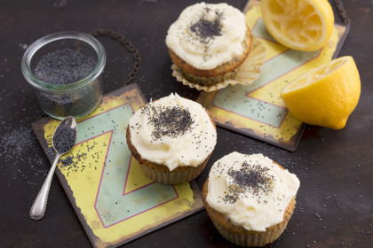Lemon yogurt cupcakes with poppyseeds