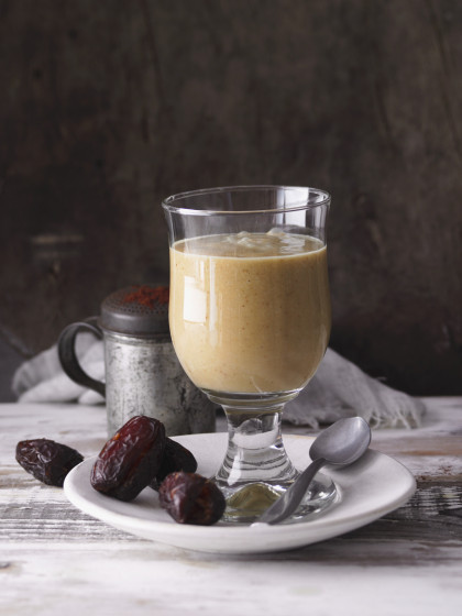 Date and orange smoothie with avocado and cocoa