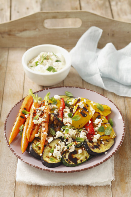 Grilled vegetables with feta cheese