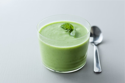 Cold cucumber and yogurt soup with mint