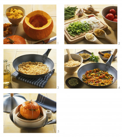 Pumpkin with rice and vegetable stuffing