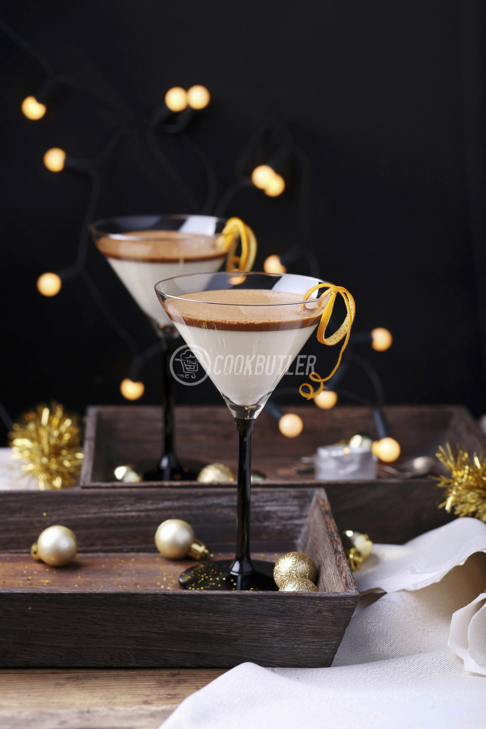 Layered coffee and coconut panna cotta with orange zest for Christmas | preview