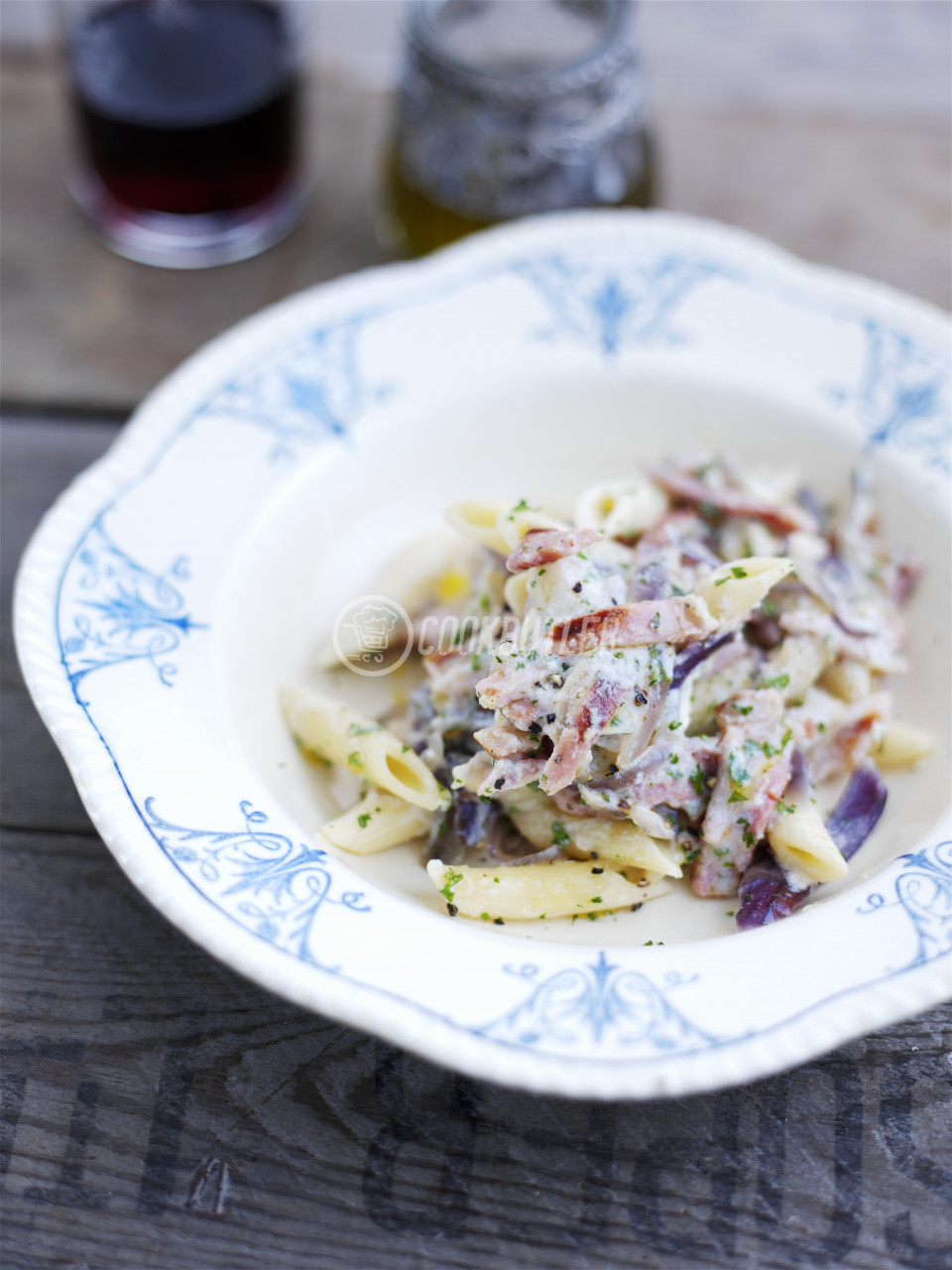 Penne with ham, red onions and ricotta | preview