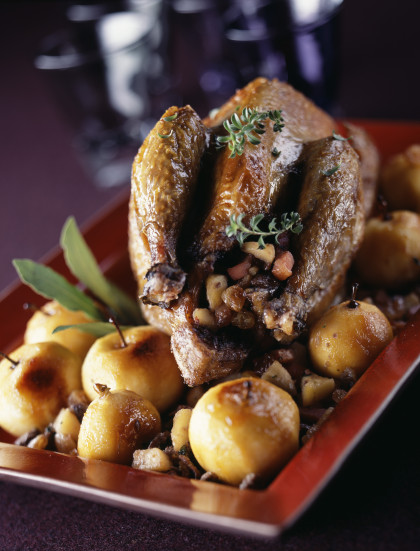 Stuffed duck with apples