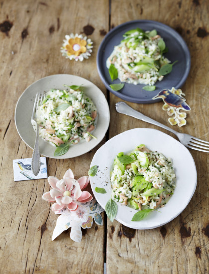 Herb risotto with salmon (gluten-free)