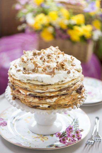 Pancake cake for a spring brunch (gluten-free)