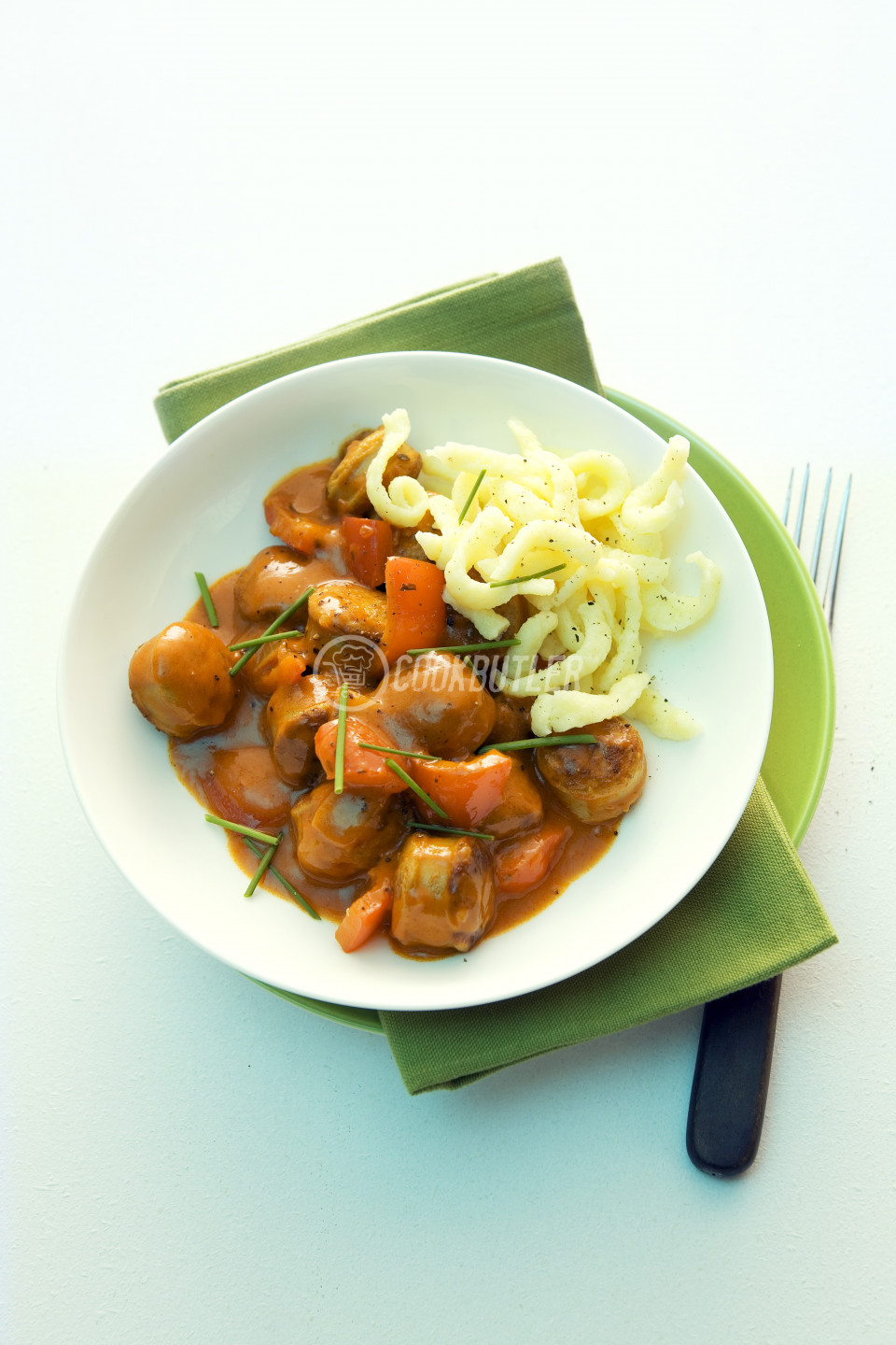 Sausage goulash with Spätzle (soft egg noodles, Swabia, Germany) | preview