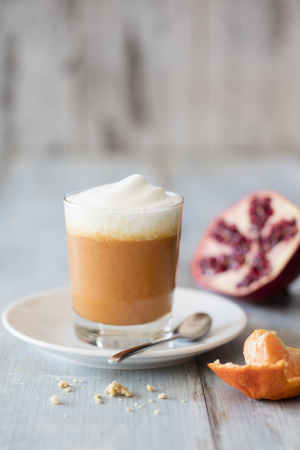 Mandarin-pomegranate cappuccino