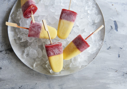 Piña colada popsicles with strawberries (gluten-free, dairy-free, sugar free)