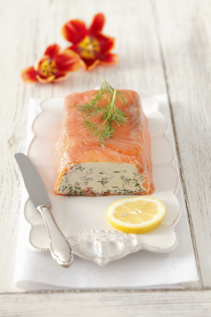 Cream cheese terrine with dill and smoked salmon