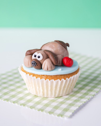 Cupcake with a marzipan dog