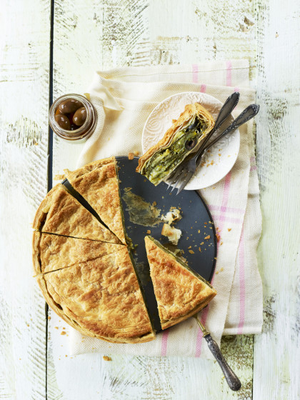 Spanakopita (Spinach pie with quick puff pastry, Greece) (gluten-free)