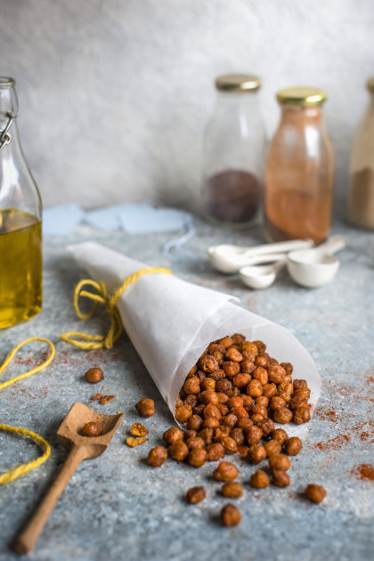 Oven roasted spiced chickpeas with smoked paprika, cumin and sumac