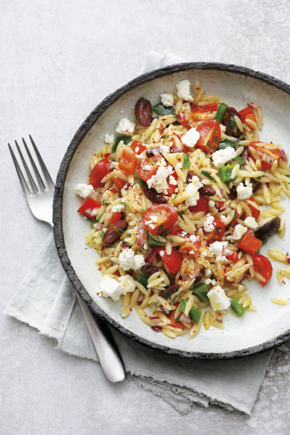 Greek pasta salad with feta cheese