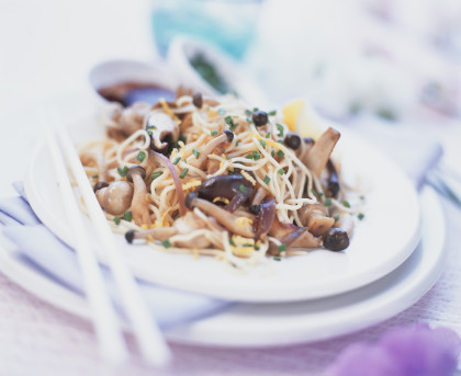 Asian noodle and mushroom stir-fry
