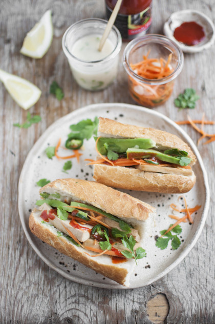Banh mi sandwiches with pickled carrots