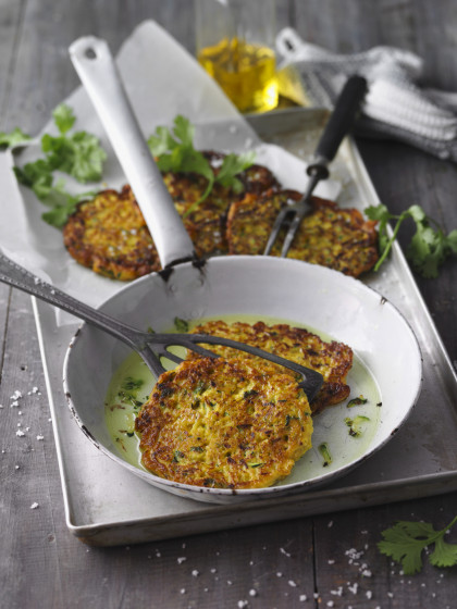 Mung bean and courgette fritters