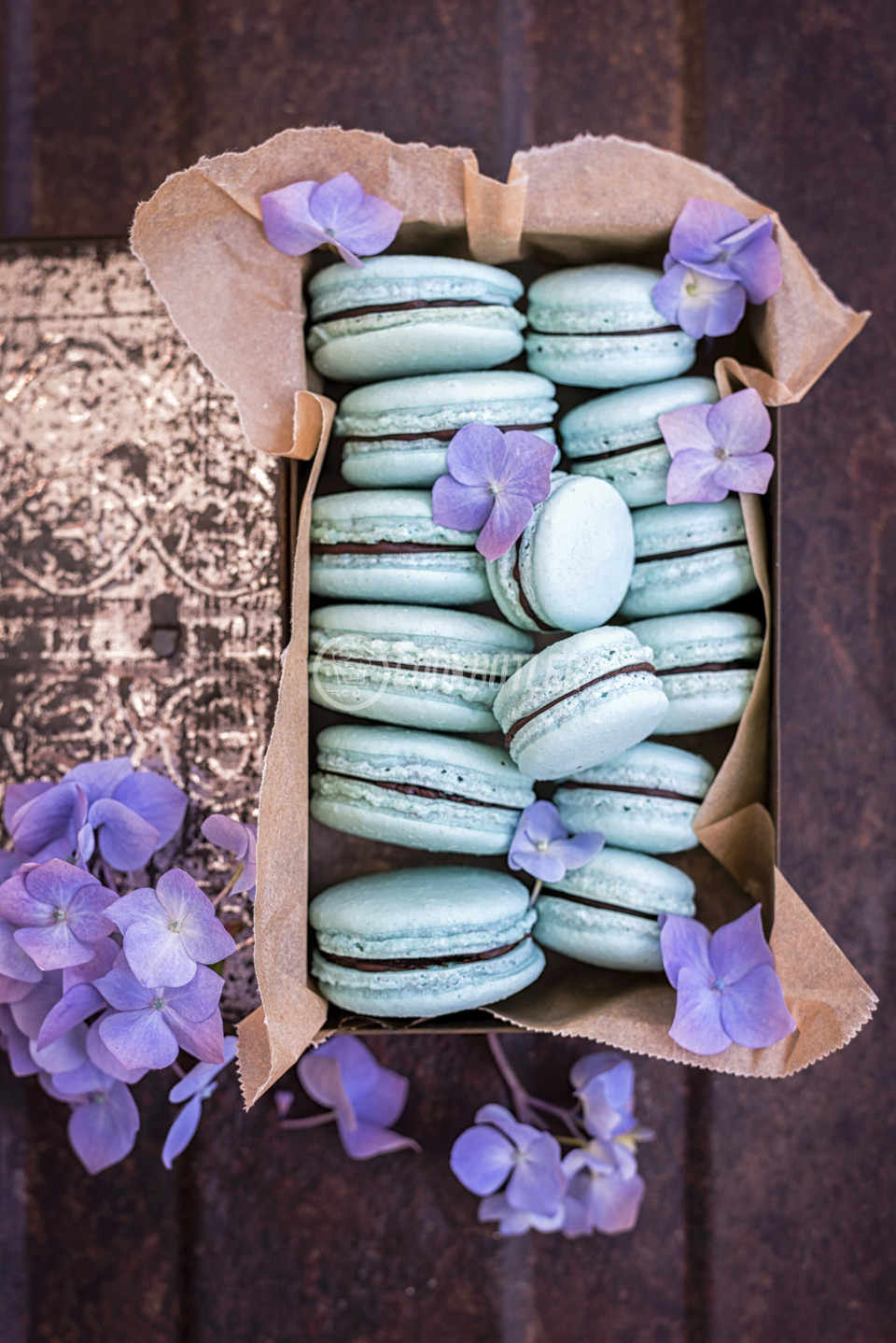 Aquafaba vegan macaroons with an avocado and chocolate filling | preview