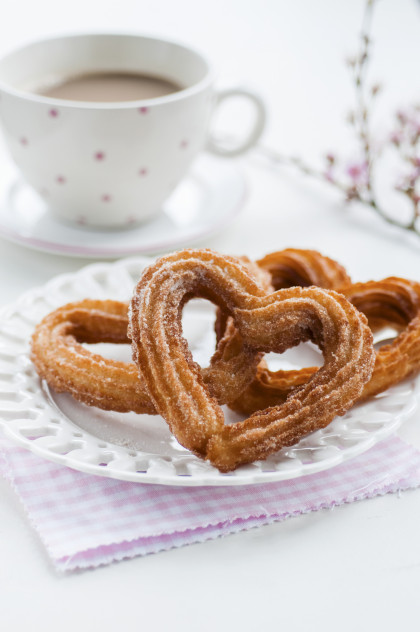 Heart-shaped churros for Valentine’s day