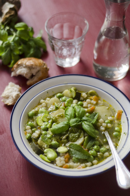 Minestrone primavera (spring vegetable soup, Italy) (gluten-free)