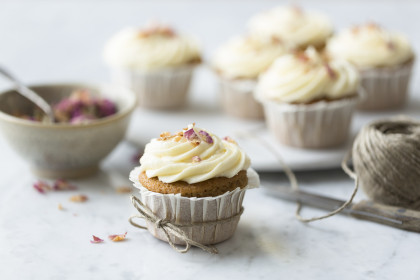 Rose and lemon cupcakes with rosewater and lemon frosting