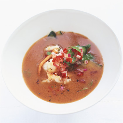 Cold lobster and tomato soup (gazpacho style)