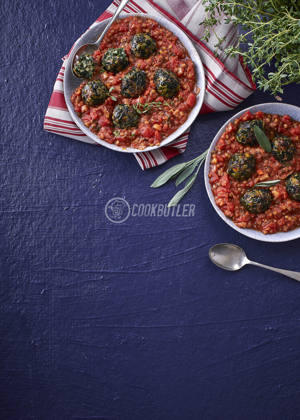 Vegetarian spinach 'meatballs' in lentil Napoli sauce | preview