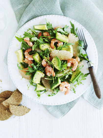 Healthy prawn and avocado salad with grapefruit