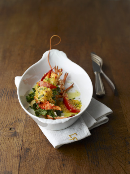 Astice alla San Pietro (lobster with filled with spinach, Italy)