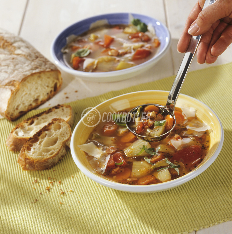 Minestrone primavera (Vegetable soup with bread, Italy) | preview