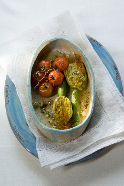 Fiori di courgette ripieni al forno (Stuffed courgette flowers)