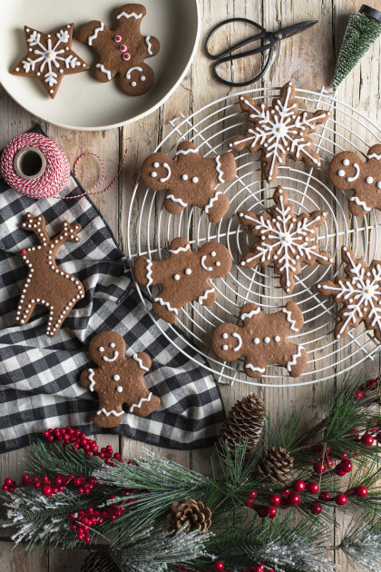 Traditional homemade gingerbread with icing placed